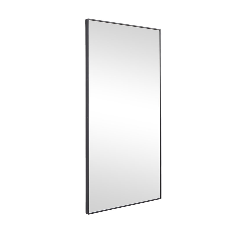Miroir mural en bois avec un cadre fin et minimaliste, Noir, 36 po x 18 po