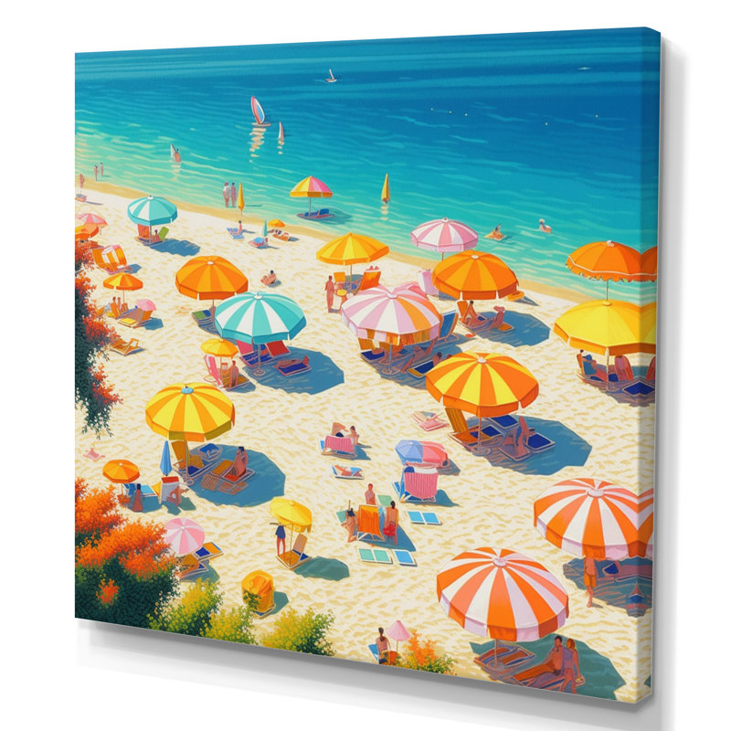 Flashback to Bright Day At The Beach sur impression sur toile, H 16 po x l 16 po x P 1 po, Toile tendue