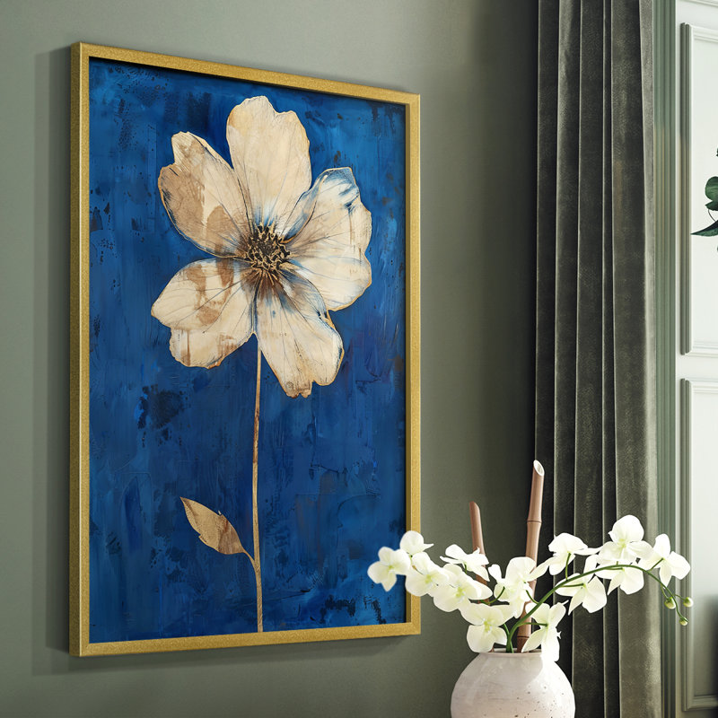 FLORAL Series LXV III - reproduction encadrée de qualité supérieure - prête à être accrochée - aucun clou requis, Or