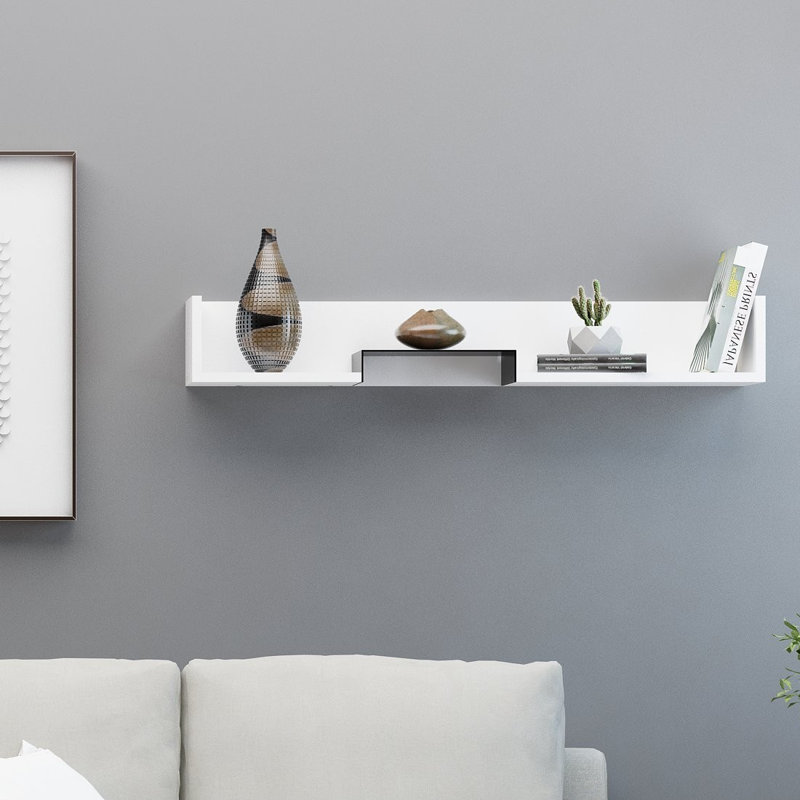 Tablette décorative avec tablettes réglables Abdelrahmane, Blanc