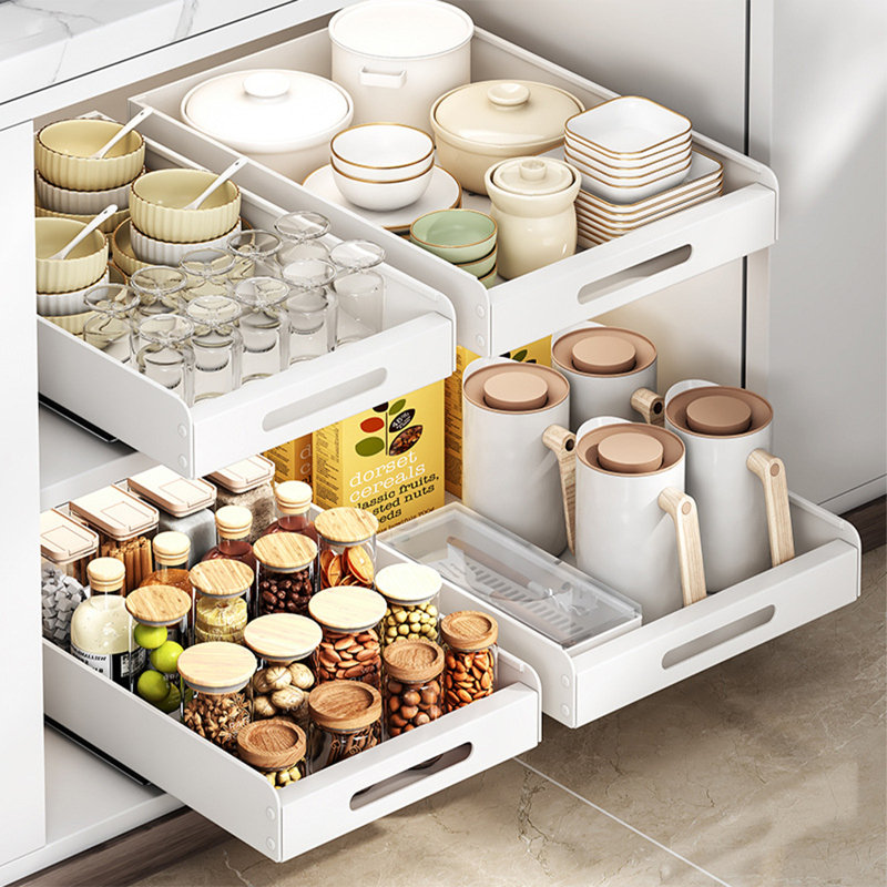 Pull Out Cabinet Organizer Sturdy Carbon Steel Adhesive Slide Out Cabinet Drawer Pull Out Shelf