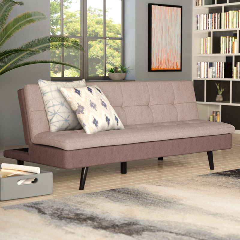 Upton Cheyney Twin 75'' Upholstered Convertible Sofa, Light Gray