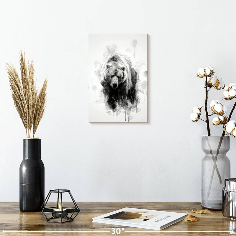 Ours brun Brampt noir et blanc, H 12 po x l 8 po