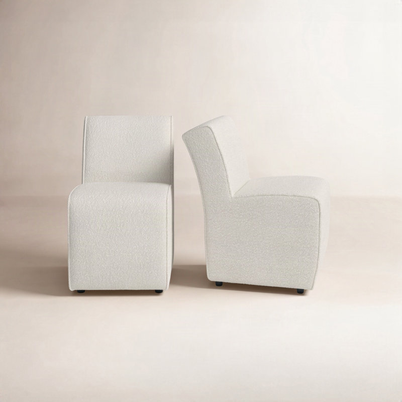 Chaise parsons rembourrée en lin Niana, Crème
