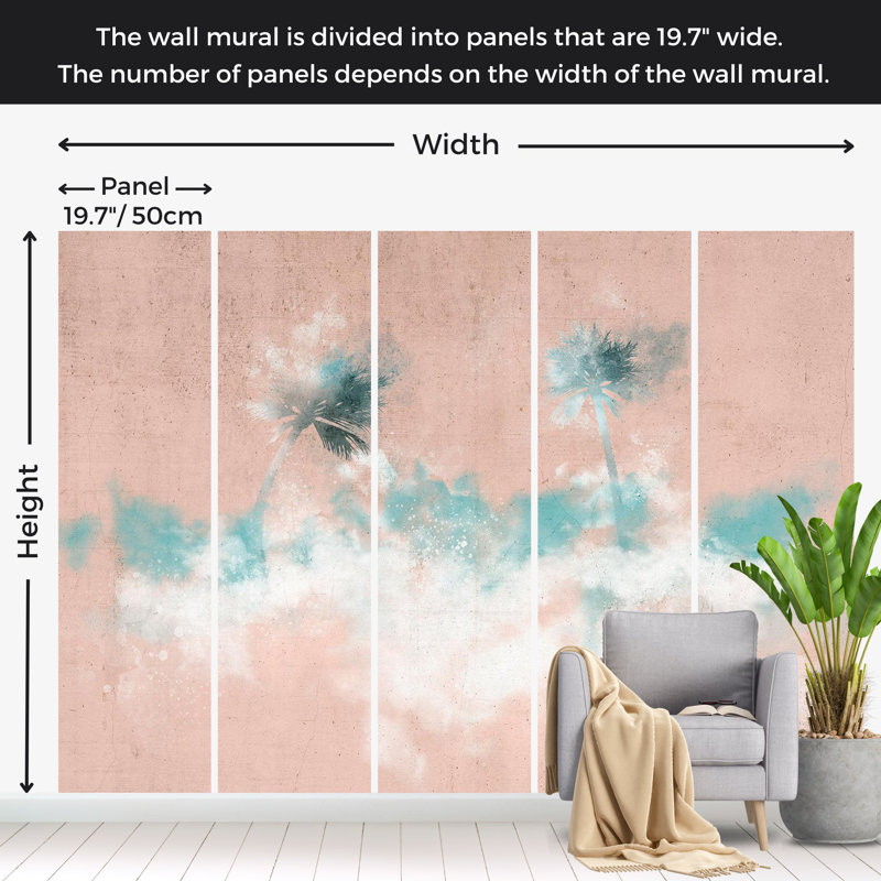 Papier peint abstrait «Relaxation céleste», L 124 po x l 177 po