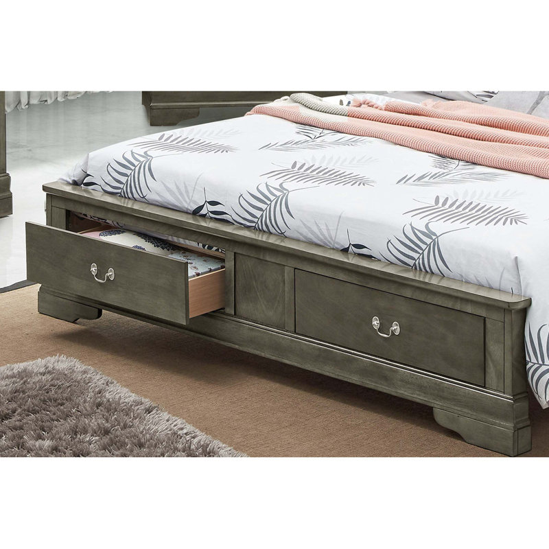 Lit de rangement traditionnel, Grand lit, Gris