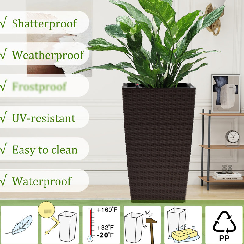 Jardinière 22,6 pouces avec arrosage automatique et croissance des plantes pour plantes d'intérieur