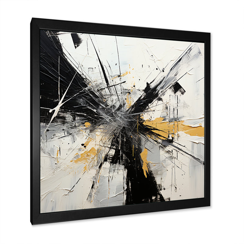Vecteur lunaire noir et blanc, H 24 po x l 24 po x P 1 po, Cadre simple noir