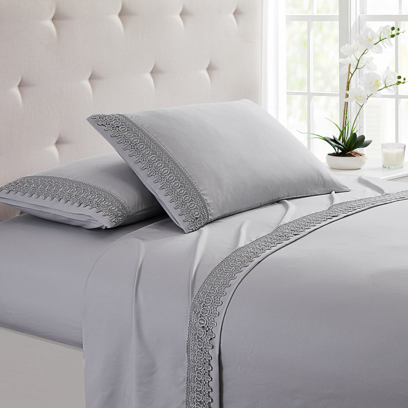 Ensemble de draps en microfibre de qualité supérieure, Ensemble de draps pour lit simple avec un drap-hou, Gris clair