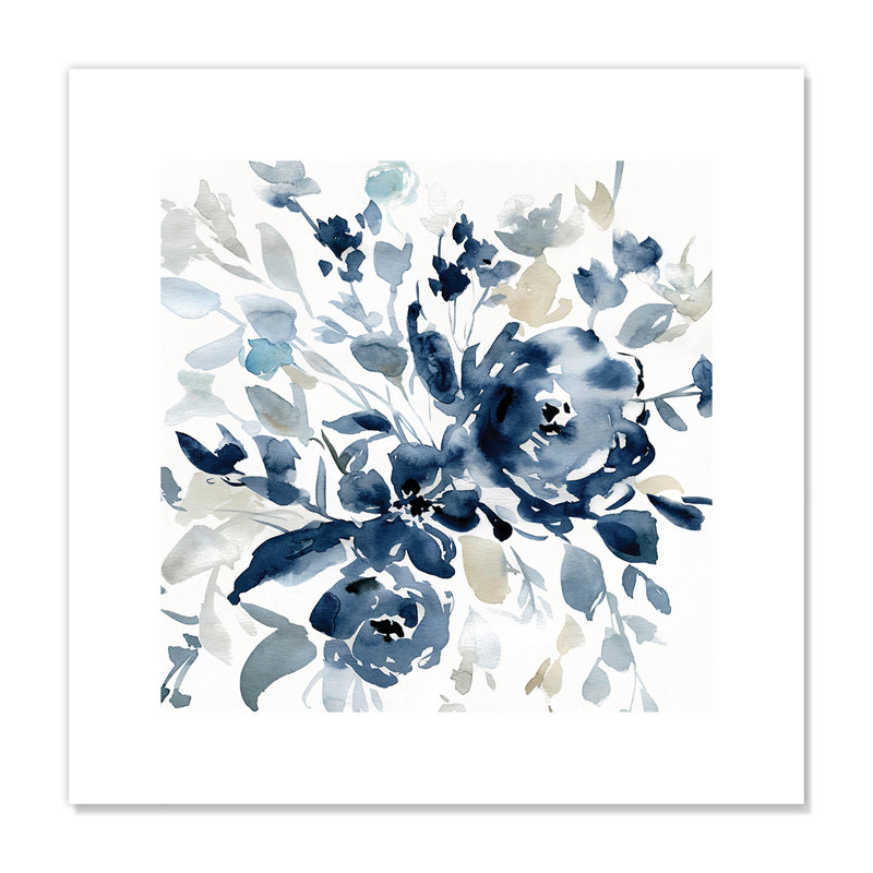 Indigo Garden I - peinture sans cadre, H 16 po x l 16 po x P 0,1 po