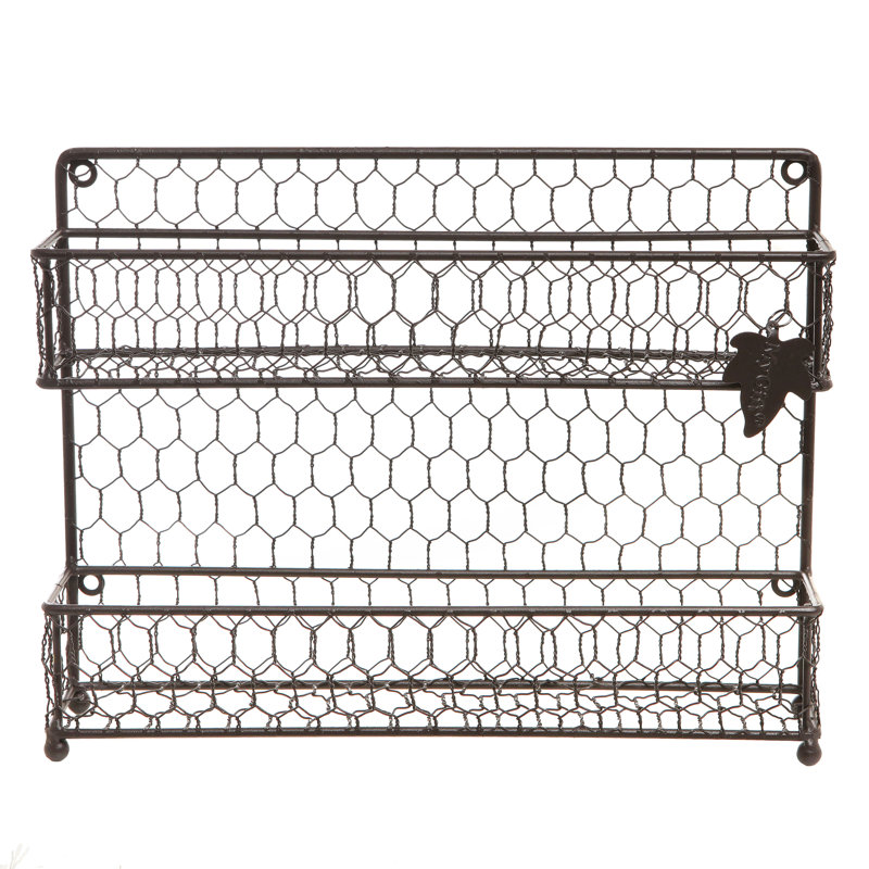12 Jar 2 Tier Wall Metal Wire Spice Rack, Bronze