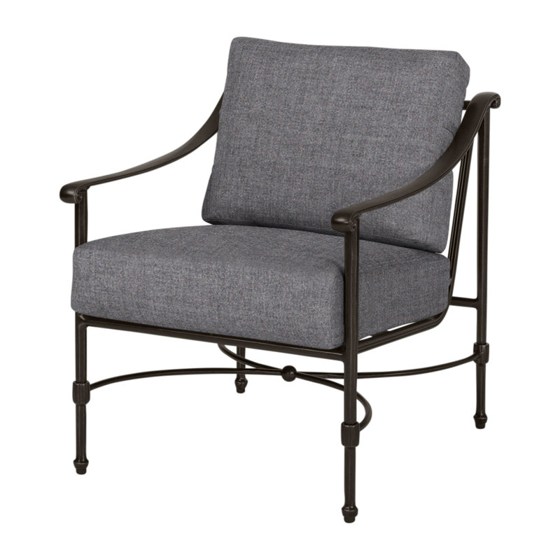 Morro Bay Outdoor Lounge Chair, Cast Slate Sunbrella® Plainweave, Midnight Gold