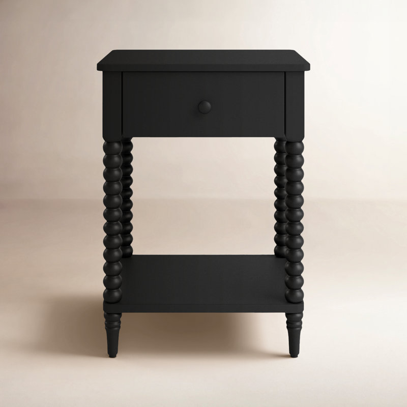 Benbrook 18'' W 1-Drawer Spindle Nightstand, Black