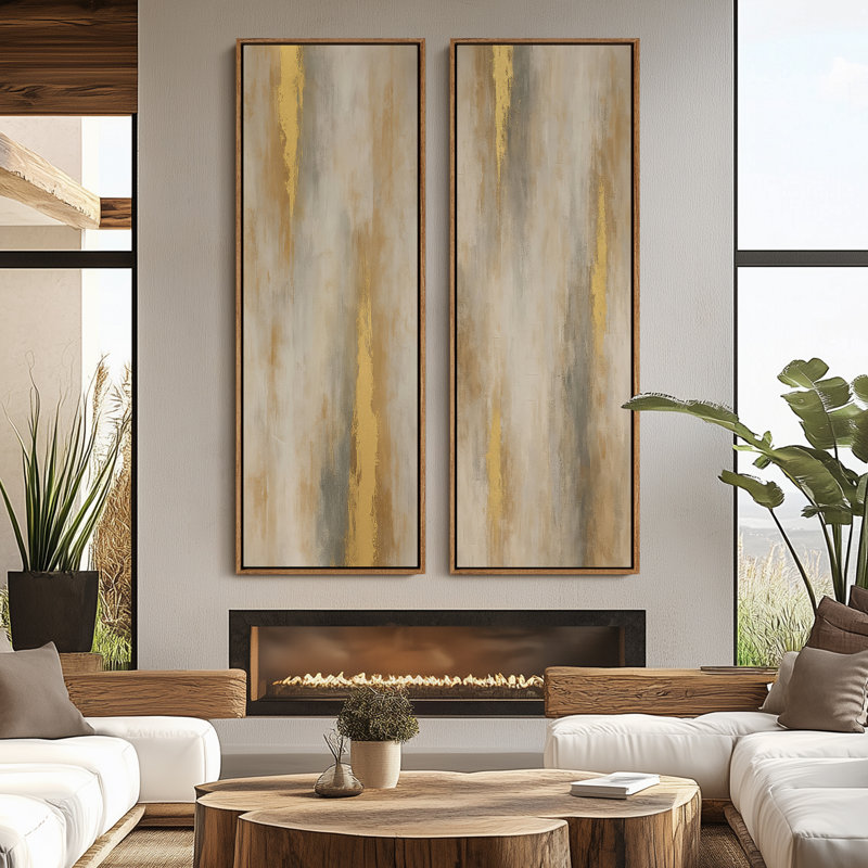 «Vintage Landscape Wall Art», ensemble de 2 toiles encadrées 20 x 60 pouces, Naturel