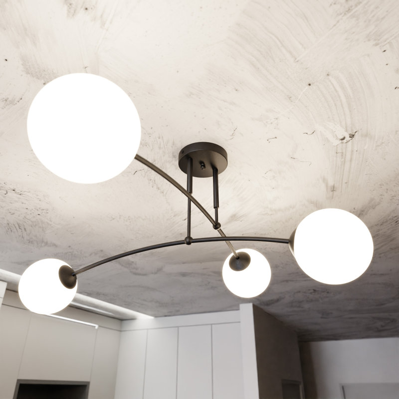Pamplona Glass Semi Flush Mount, Black