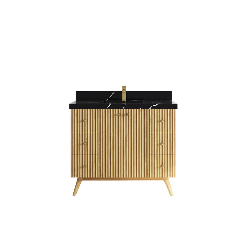 Ensemble de meuble-lavabo simple 42 po Kynidee, Noir Calacatta