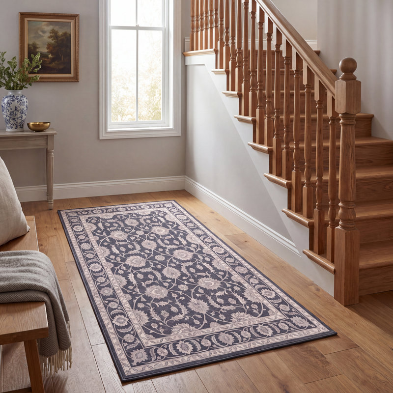 Tapis Sinclair traditionnel à motif floral intégral gris ivoire beige, lavable à la machine, antidérapant, à poils courts, pour l'intérieur et l'extérieur, adapté aux animaux domestiques, idéal pour le salon, la chambre, la salle à manger, l'entrée, le corridor ou le bureau.