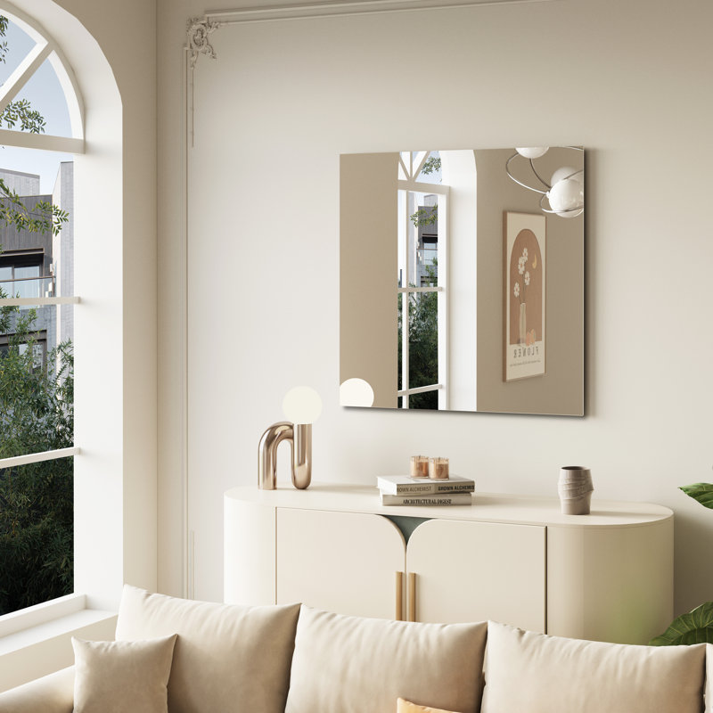 Frameless Tempered Glass Mirror, Square, 36" x 36"