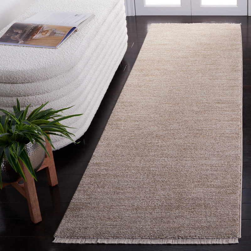 Tapis beige en polyester Donlon, Tapis de couloir 2 pi 3 po x 8 pi