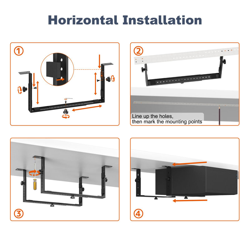 PUTORSEN Black Under Desk PC Mount for Mid & Mini-Tower Cases