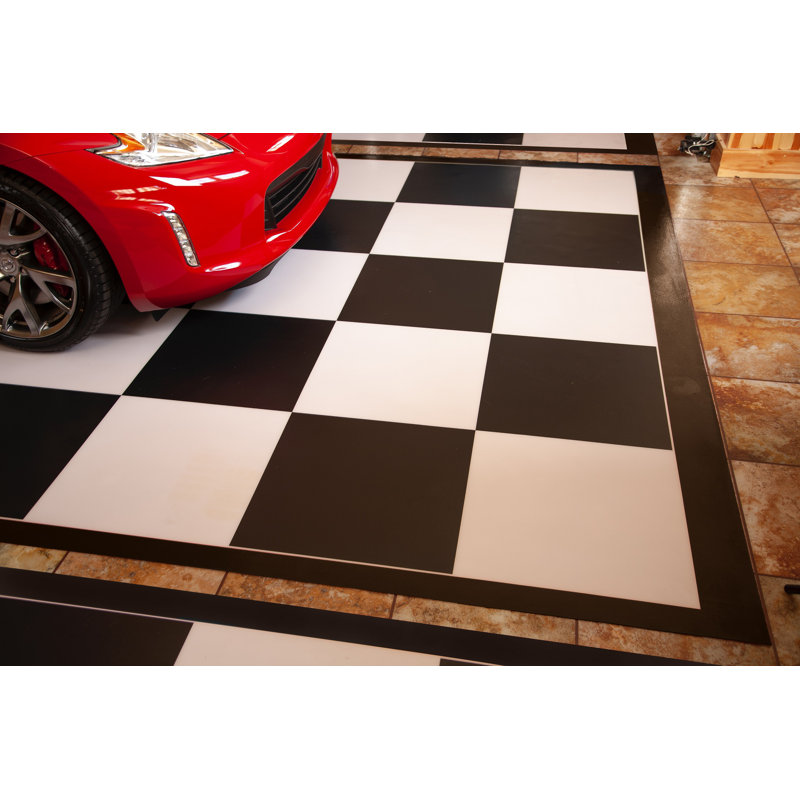 Rouleau de plancher de garage imagé, L 5 pi x l 10 pi, Bordure noire