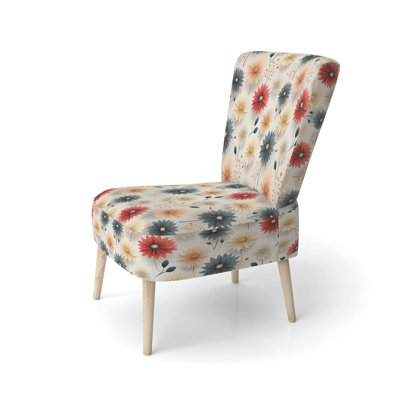 Carnation Mandalas Flowers Boho Pattern I - Upholstered Cottage Accent Side Chair