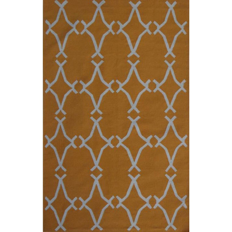 Tapis de zone en laine 5 pi x 8 pi noué la brun à la main one-of-kind Jumaane