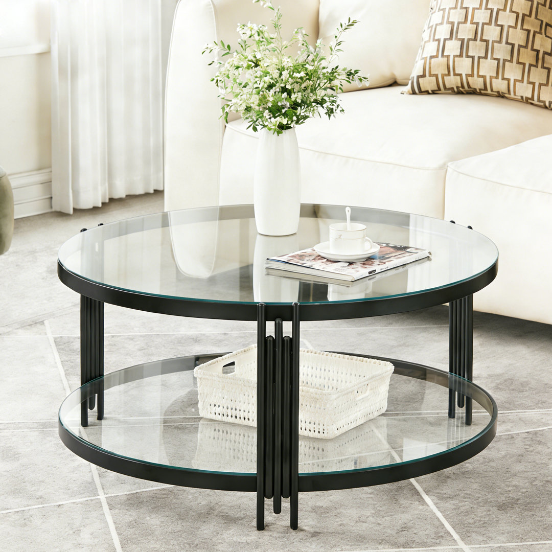 Breannon Glass Top Single Coffee Table Wrought Studio™ Table Base 