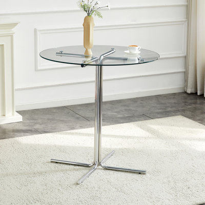 Table haute ronde en verre