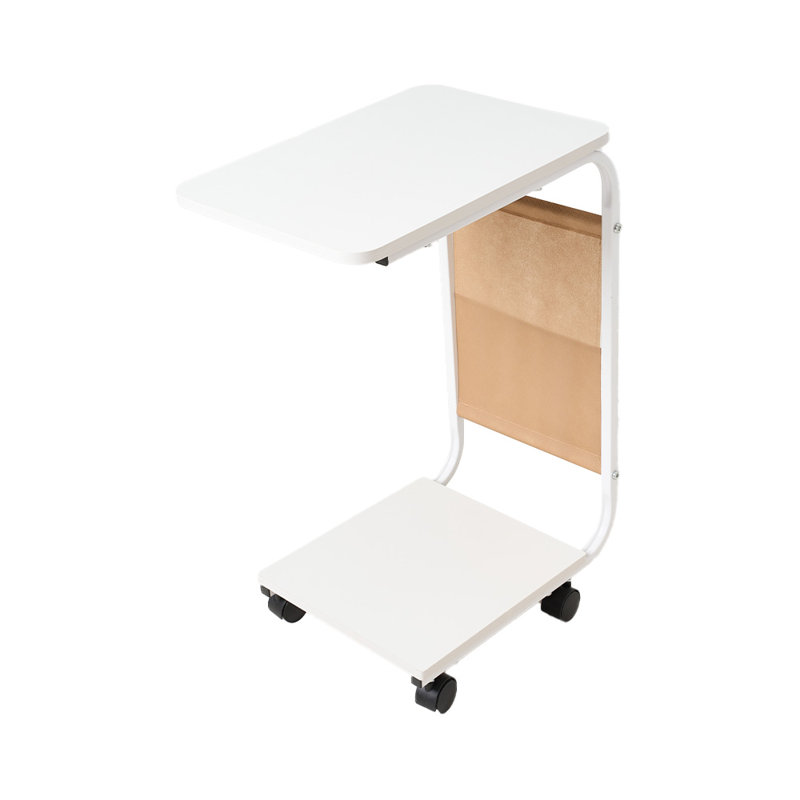 Tray Top Wheel End Table, White