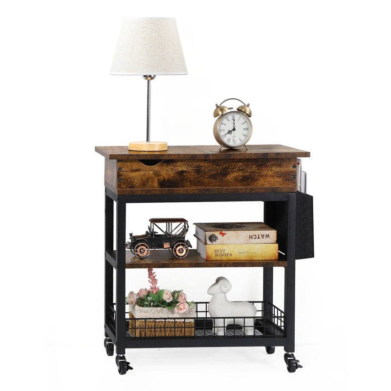 Top End Table with Storage and Built-In Electrical Outlet