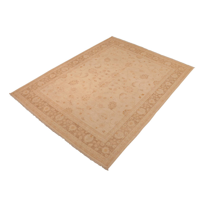 Tapis brun clair en laine noué à la main oriental de 8 pi 1 po x 9 pi 10 po Baccio