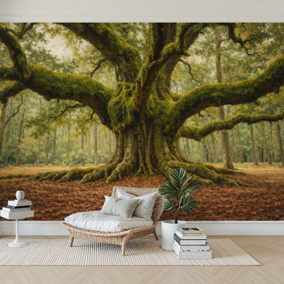Peel and Stick Wallpaper 96" W x 69" H Modern Self Adhesive Wall Mural for Bedroom Angel Oak Tree Johns Island South