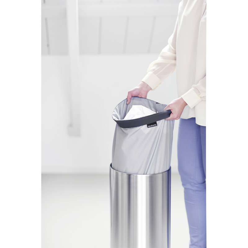 Brabantia Laundry Bin, Matt Steel / Dark Grey, 63 cm H x 30 cm W x 30 cm D
