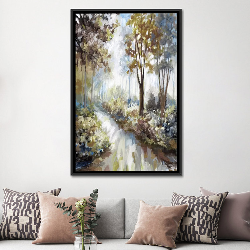 « glenwoods », reproduction sur toile, H 26 po x l 18 po x P 1,5 po, Toile avec cadre noir, Pas de tapis