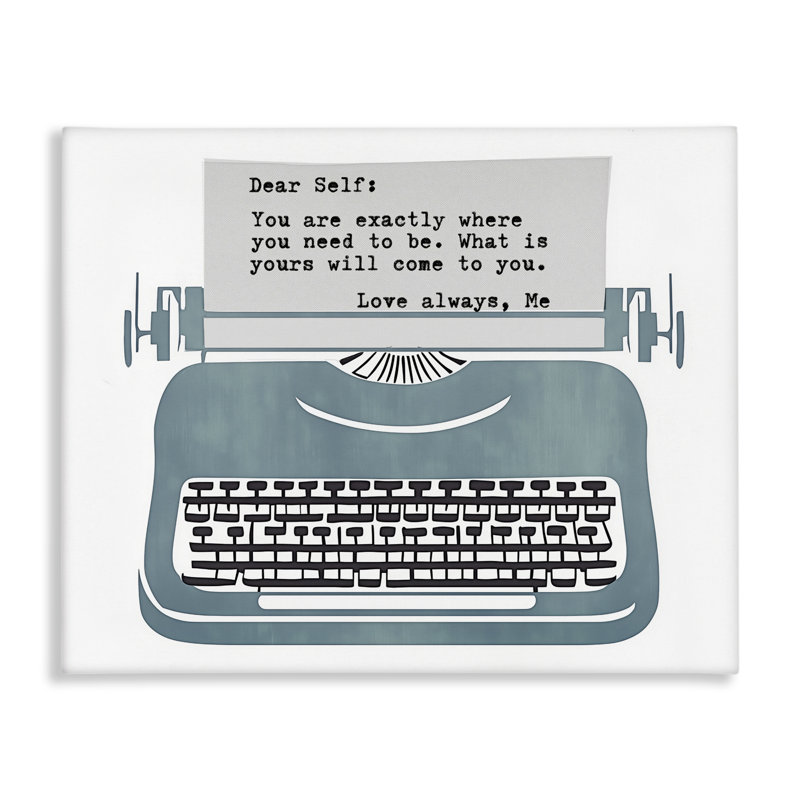 «Inspirational Typewriter Note to Self Canvas», conception par Annabelle Hall, H 36 po x l 48 po