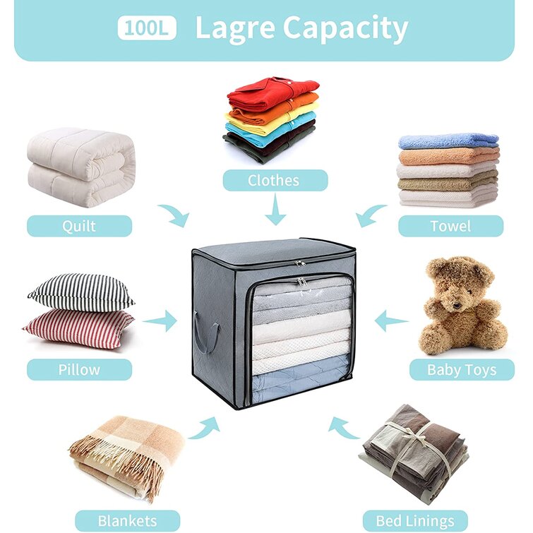 Clothes Storage Bags, Large Capacity Foldable Wardrobe Storage Box