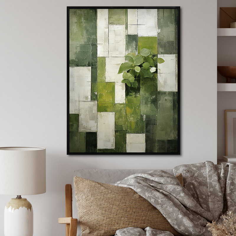 Plantes vertes écologiques Symphony III - Botanicals, art mural, Cadre flottant noir, H 40 po x l 30 po x P 1,5 po