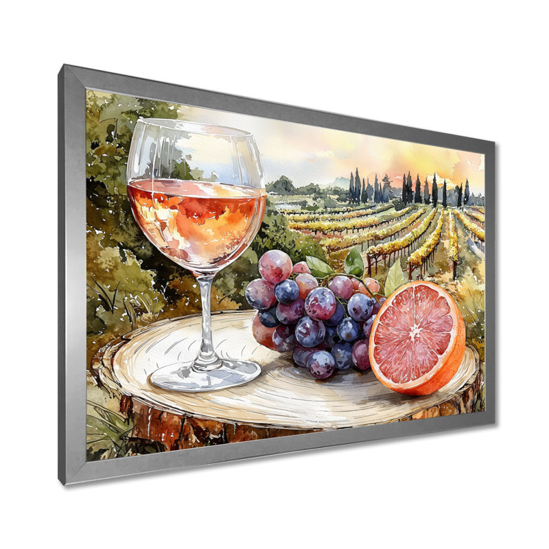 Birtie - Vineyard, art mural, H 24 po x l 32 po, Reproduction encadrée d'une seule photo, Argent