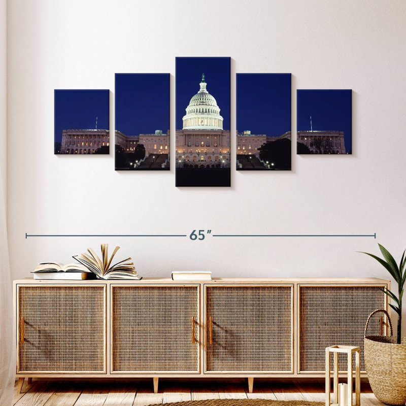 Nighttime At US Capitol, 24" H x 55" W