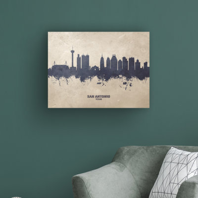 «San Antonio Texas Skyline Concrete» par Michael Tompsett, impression sur toile tendue