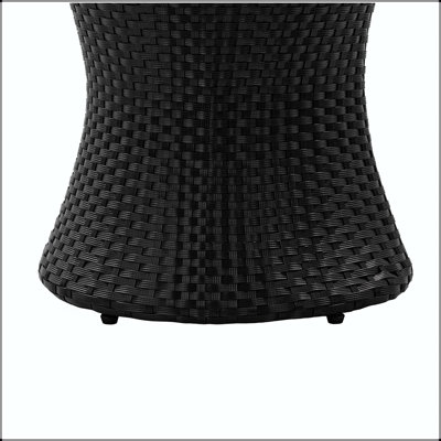 Table en rotin avec plateau en verre sans sablier Kono - noir