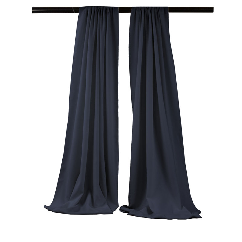 Angiens Polyester Semi-Sheer Drape Pair, Navy