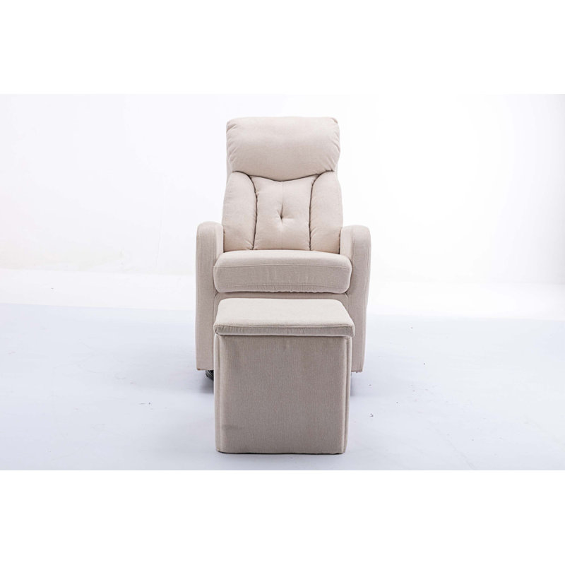 Méridienne pivotante avec repose-pieds 25,6 po Bogosta, Lin de coton blanc