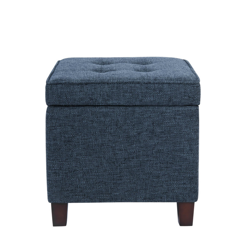Small Textured Navy Tufted Storage Ottoman