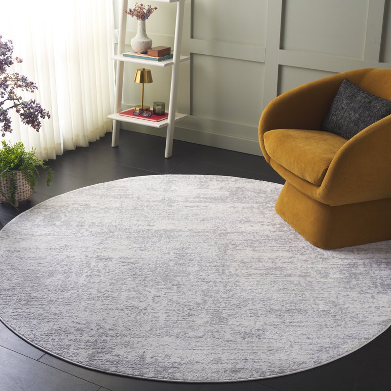 Tapis abstrait Grandview 700 Performance, Rond 6 pi 7 po, Light Grey/Ivory