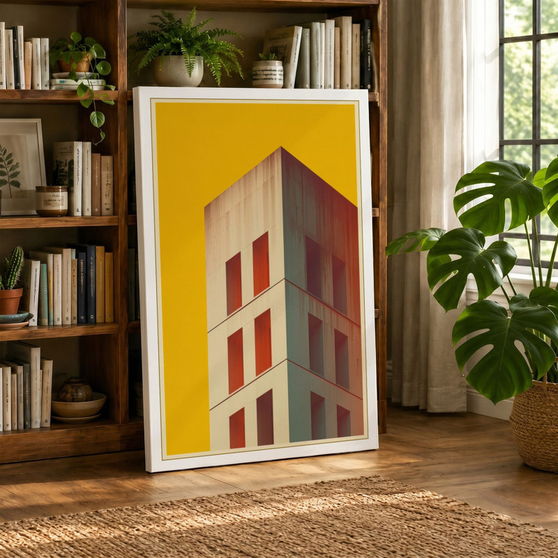Isometric Tower Art Deco - Wrapped Canvas, 18x12 - 45.7 x 30.5 cm, White Border