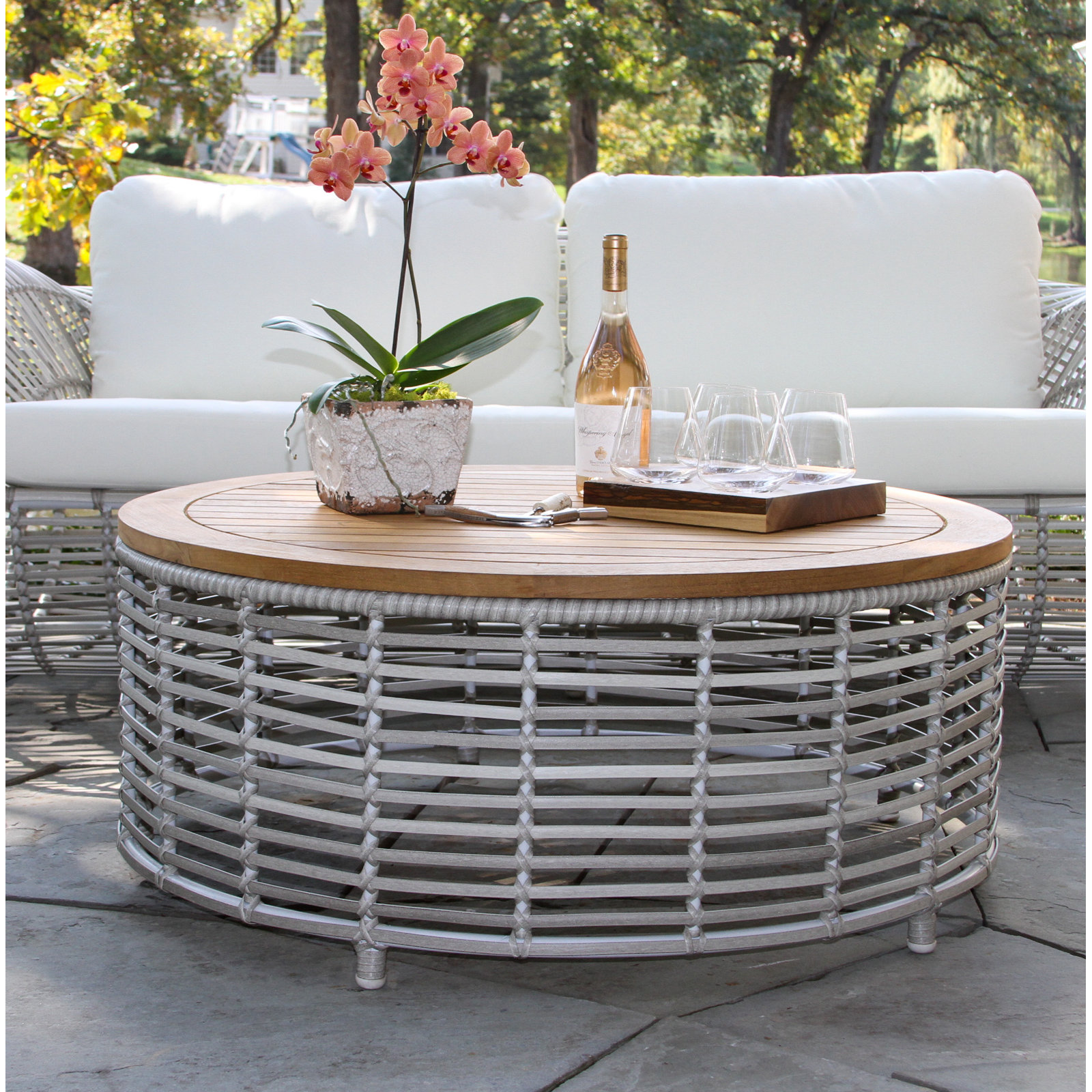 Dochi 38'' Outdoor Coffee Table, Canvas White Sunbrella®