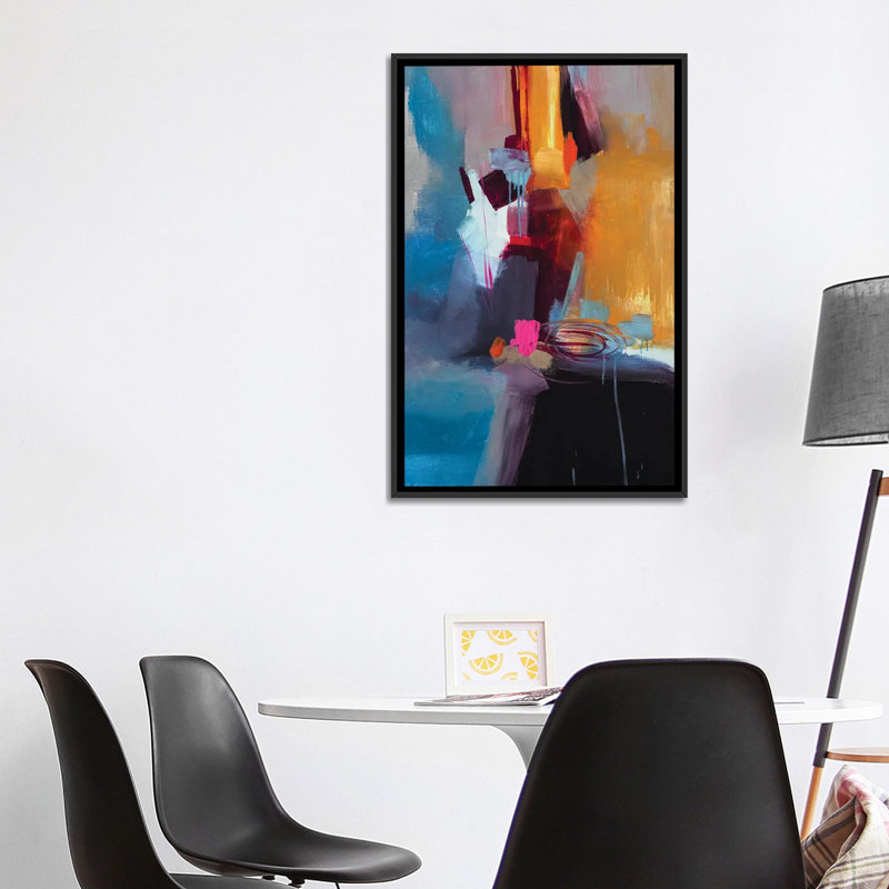 Estampe numérique sur toile Jazzy Abstract VII, H 60 po x l 40 po x P 1,5 po, Pas de tapis, Toile noire avec cadre flottant
