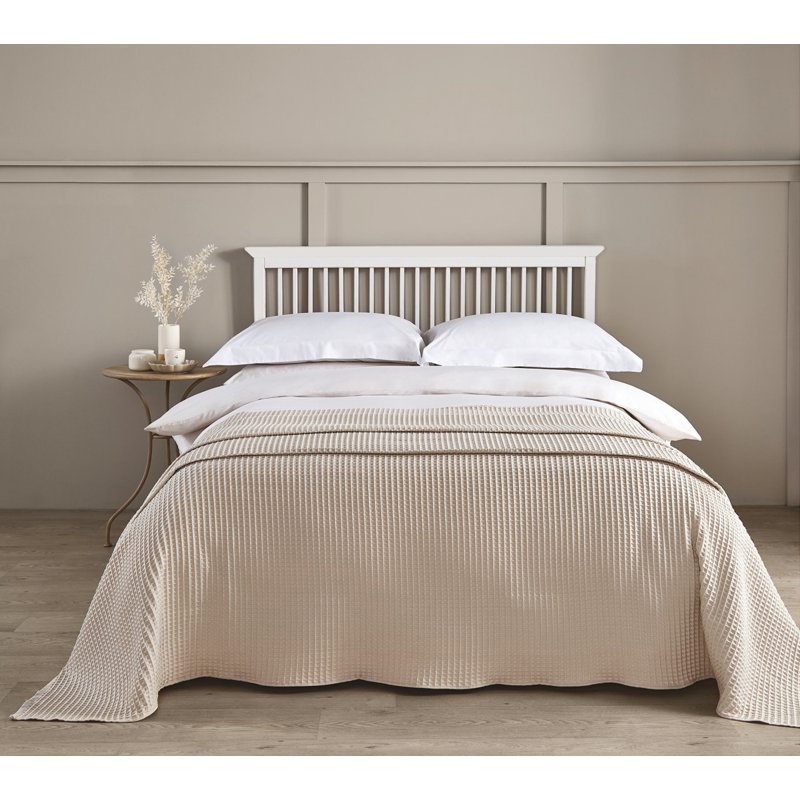 Hotel Waffle Blanket Bedspread, 225 x 250cm Bedspread, Taupe